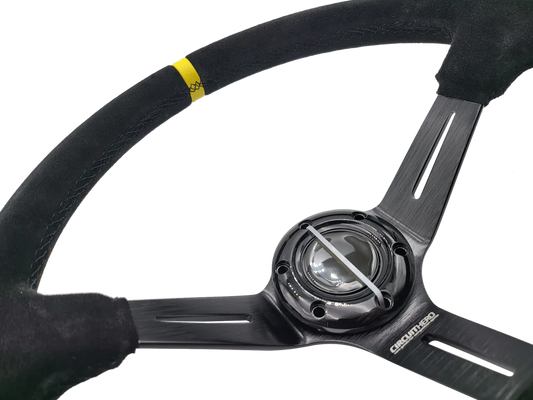 CIRCUIT HERO STEERING WHEEL: 3 SPOKE 350M/97MM DISH 6 BOLT
