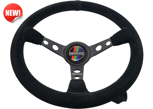 CIRCUIT HERO STEERING WHEEL: 3 SPOKE 350M/97MM DISH 6 BOLT