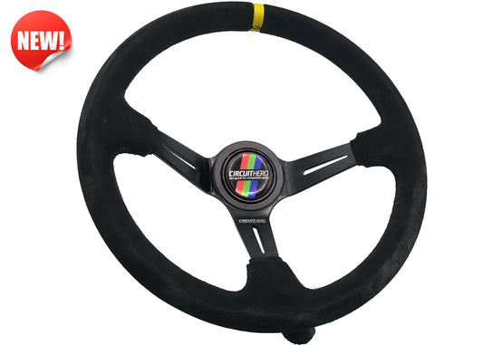 CIRCUIT HERO STEERING WHEEL: 3 SPOKE 350M/97MM DISH 6 BOLT