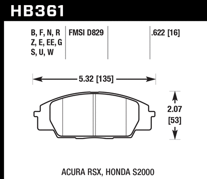 HAWK PERFORMANCE PADS (HB361B.622) - HPS 5.0