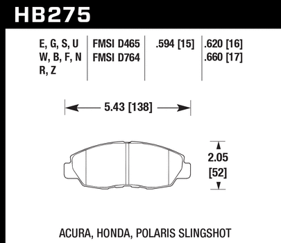 HAWK PERFORMANCE PADS (HB275G.620) - DTC-60
