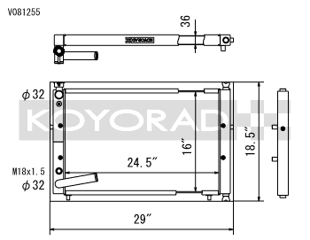 KOYORAD ACURA/HONDA 36mm RACING RADIATOR: INTEGRA 94-01 (W/K-SWAP) (V081255)