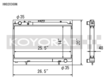 KOYORAD NISSAN 48MM N-FLO RACING RADIATOR: SILVIA 95-02 (S14, S15, SR20DET)(HH020369N)
