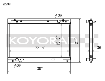KOYORAD NISSAN 36MM RACING RADIATOR: 350Z 07-08 (M/T ONLY) (V2999)
