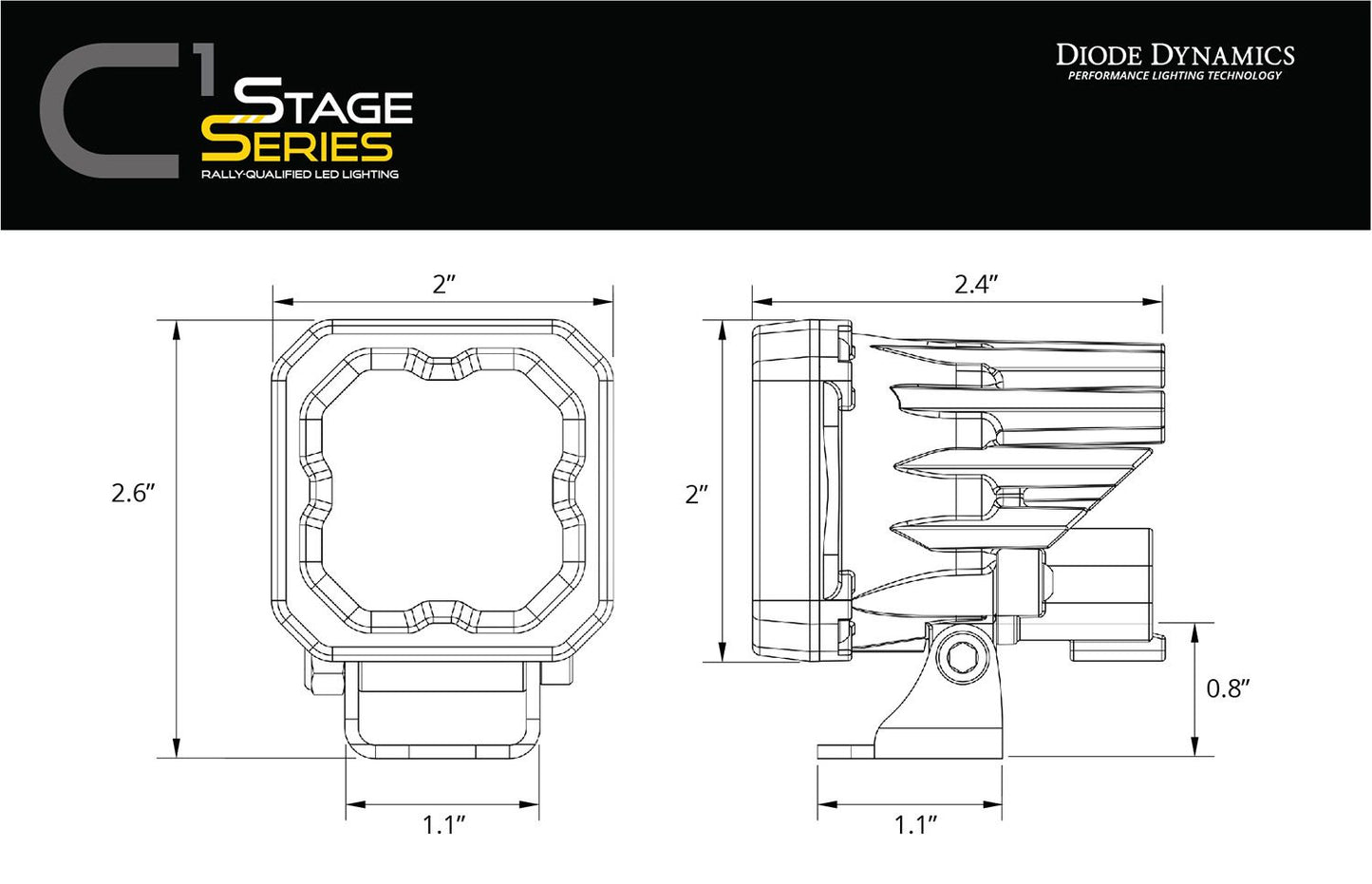 DIODE DYNAMICS: STAGE SERIES C1 WHITE SPORT LED (PAIR)