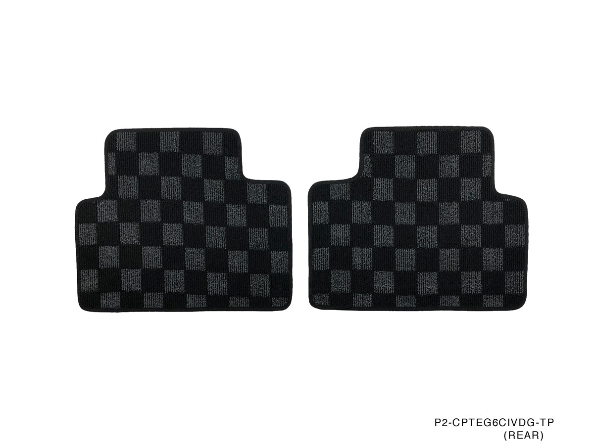 P2M HONDA CIVIC EG6 (3DR HATCH) REAR RACE FLOOR MATS: DARK GREY