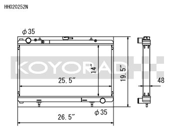 KOYORAD NISSAN 48mm N FLOW RACING RADIATOR: SILVIA 89-94 (S13-SR20DET) (HH020252N)