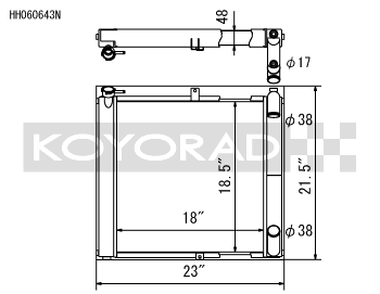 KOYORAD MAZDA 48mm DUAL PASS RACING RADIATOR: RX-7 89-92 (NA & TURBO) (HH060643N)