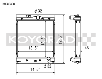 KOYORAD ACURA/HONDA 48mm HALFSIZE RACING RADIATOR: CIVIC 92-00 DOHC (HH080300)