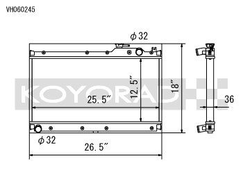 KOYORAD MAZDA 36mm RACING RADIATOR: MIATA 1.6L & 1.8L 89-97 (VH060245)