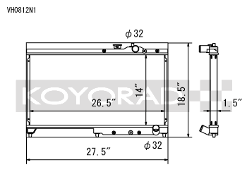 KOYORAD ACURA/HONDA 36mm FULLSIZE N1 RADIATOR: CIVIC 92-00 (VH0812N1)