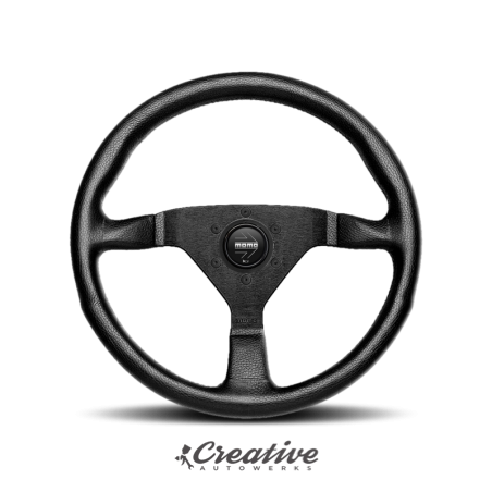 MOMO MONTE CARLO ALCANTARA STEERING WHEEL: 320mm/350mm (BLACK LEATHER/ BLACK STITCH)