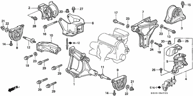 GENUINE HONDA OEM REAR T-BRACKET: HONDA CIVIC 96-00 (B SERIES)