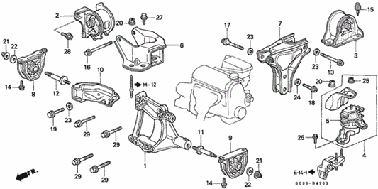 GENUINE HONDA OEM REAR T-BRACKET: HONDA CIVIC 96-00 (B SERIES)