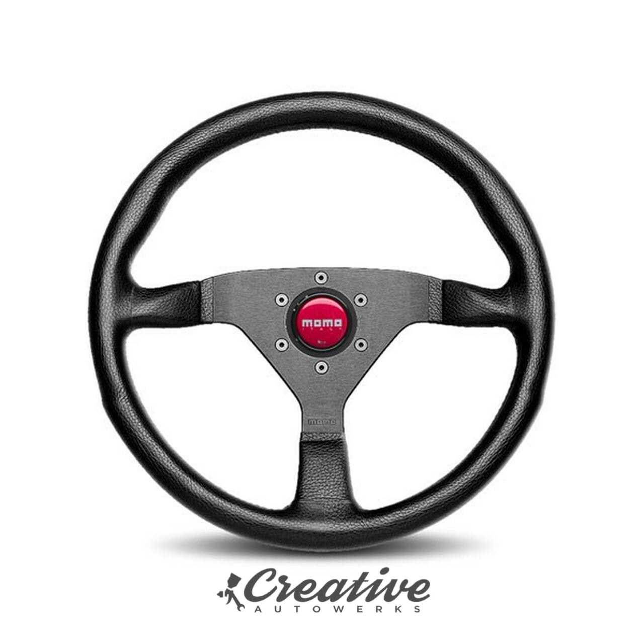 MOMO MONTE CARLO STEERING WHEEL: 320mm/350mm (BLACK LEATHER / RED STITCH)